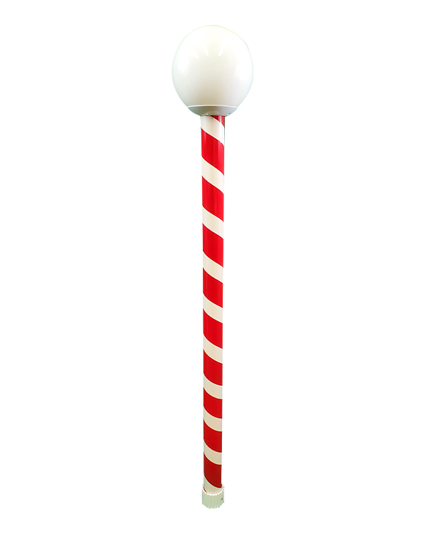 7ft Christmas Candy Cane Striped Aluminum Pole Yard Decor w/ Optional Globe