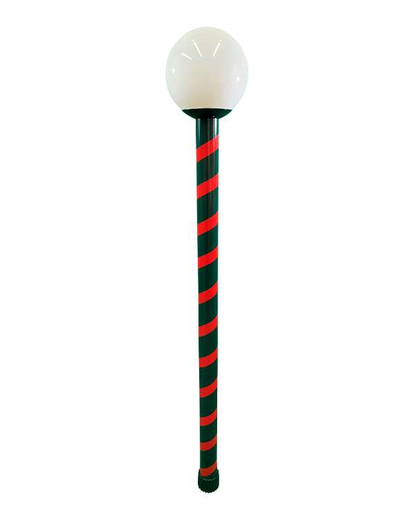 7ft Christmas Candy Cane Striped Aluminum Pole Yard Decor w/ Optional Globe - Image 2