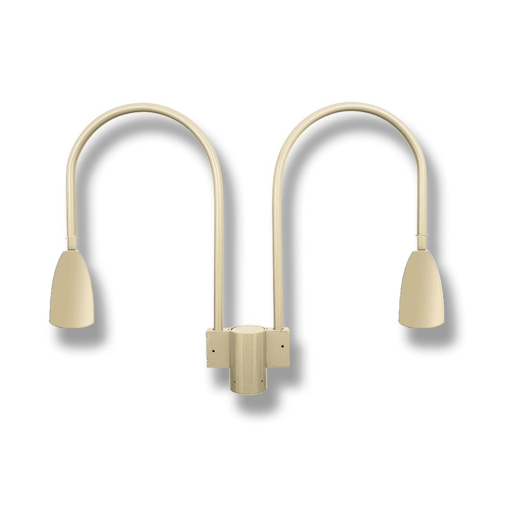 Bullet Shade on Small Double Aluminum J Arm Post Mount