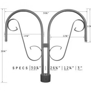 Medium Double Decorative J Arm Post Mount