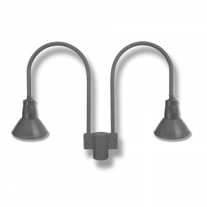 Two Down Shades on Small Double J Arm Post Mount